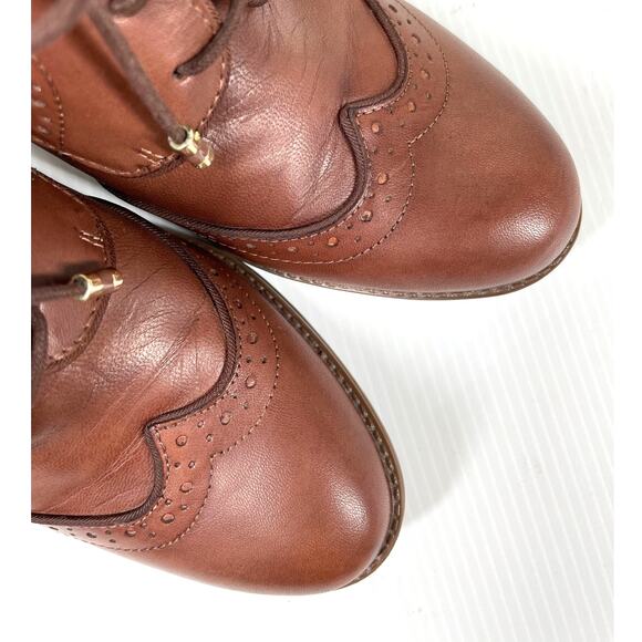 TOMMY HILFIGER Oxford Shoes Womens 10 Brown Leather Stacked Heel Brogue Academia - Picture 10 of 12